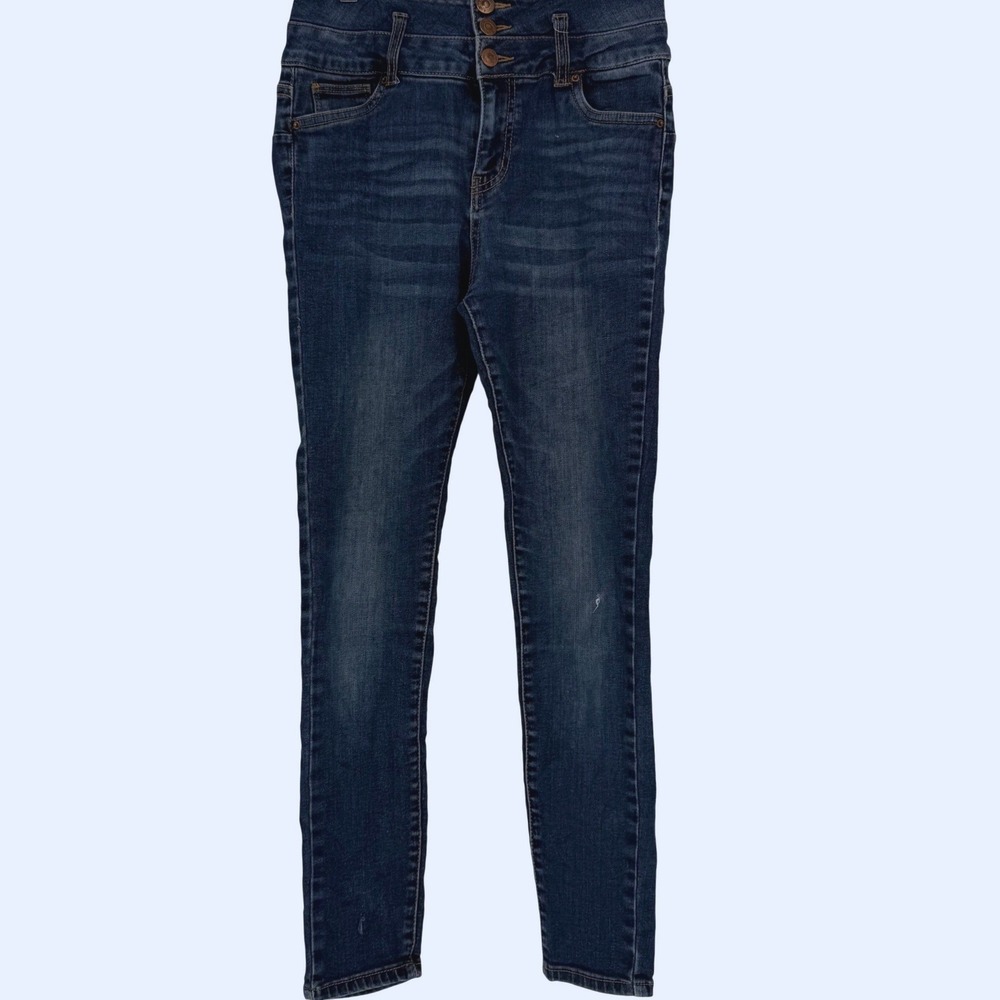 Ibiza Womens High Rise Push Up Skinny Jeans Dark Wash Multi Button Fly Size‎ 7